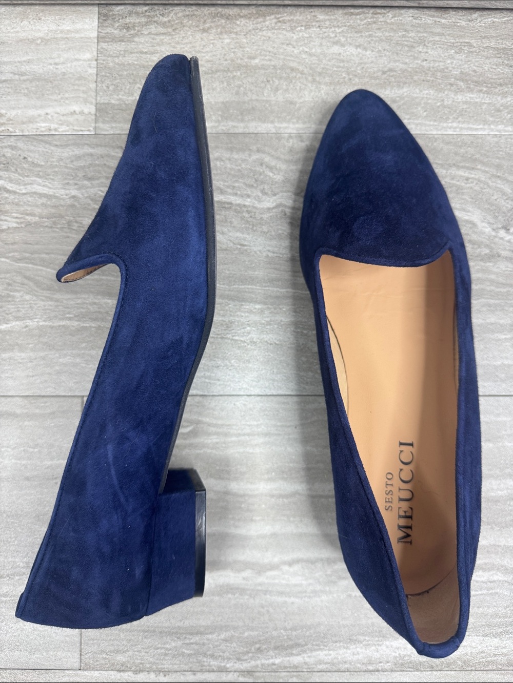 Sesto Meucci Navy Suede Slip-On Loafers Womens Size 8.5 - Picture 5 of 10